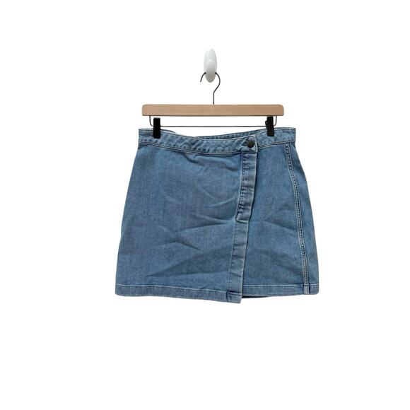 Theory Kinley Wrapped Button Mini Skirt Denim Women’s Size 10 - Picture 3 of 10